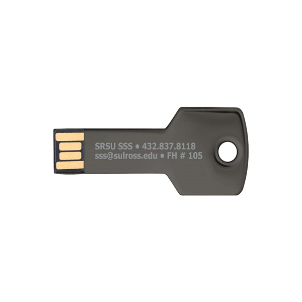 aerial view a black c berwyn key shape usb flash drive, image 4 of 4