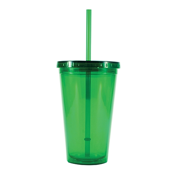 aerial view a green 16 oz bpa free freedom tumbler, image 2 of 5