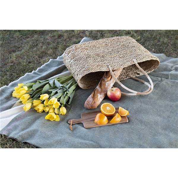 aerial view a green/brown origaudio wool / acrylic elliston blanket(tm), image 11 of 12