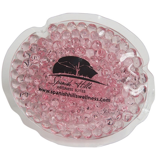aerial view a pink gel beads hot / cold pack small oval, image 2 of 2