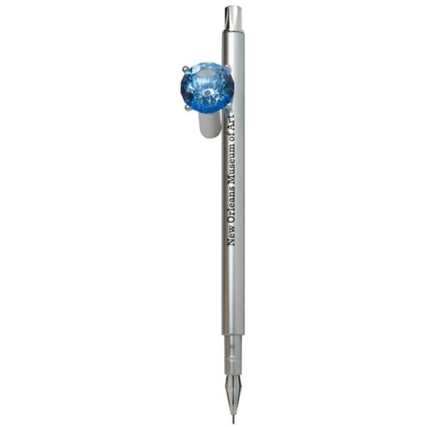 aerial view a silver diamond top gel pen, image 4 of 4