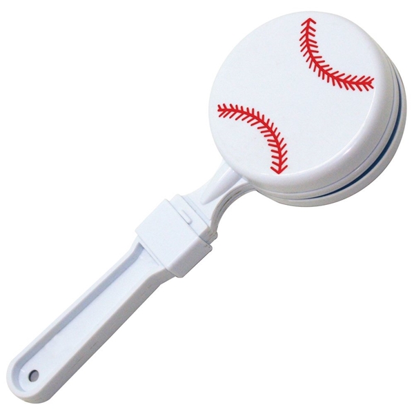 aerial view a white baseball clapper noise maker, image 3 of 3