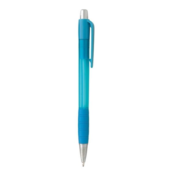 aerial view a turquoise with blue ink element click ballpoint pen, image 2 of 5