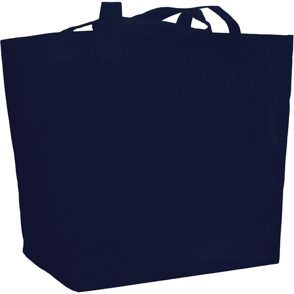 aerial view a navy blue the yaya non - woven bottom gusset shoppers budget tote bag - 13 x 19.5, image 3 of 4