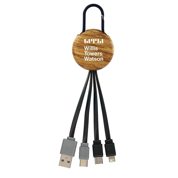 Promotional Wood Grain Clip Dual Input in Charging Cable