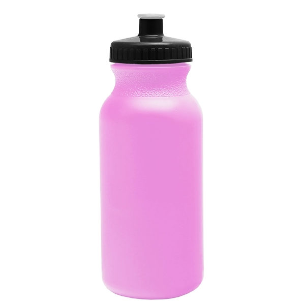 aerial view a awareness pink bottle & black lid 20 oz the omni color bike bottle with push pull lid, image 2 of 2