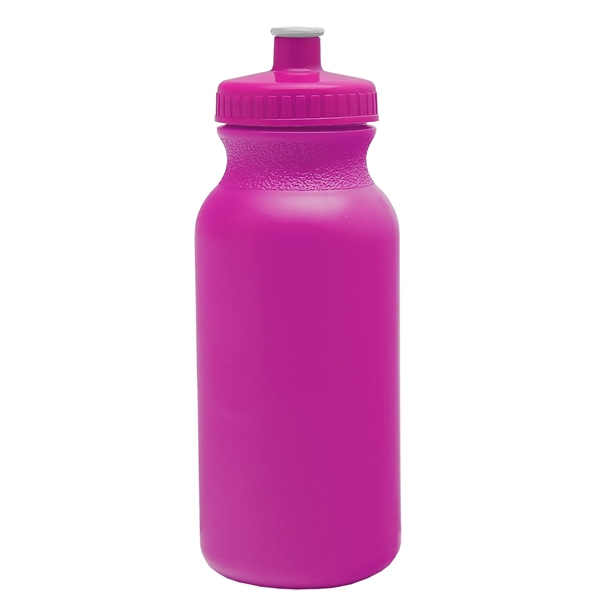 aerial view a fuchsia bottle & hot pink lid 20 oz the omni color bike bottle with push pull lid, image 2 of 2