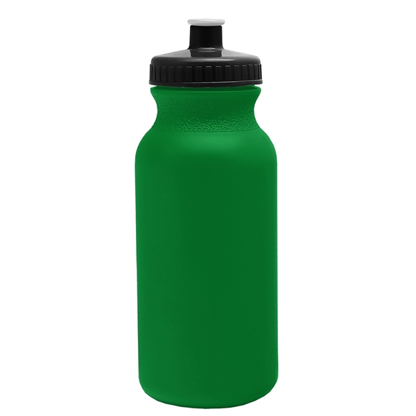 aerial view a kelly green bottle & black lid 20 oz the omni color bike bottle with push pull lid, image 2 of 2