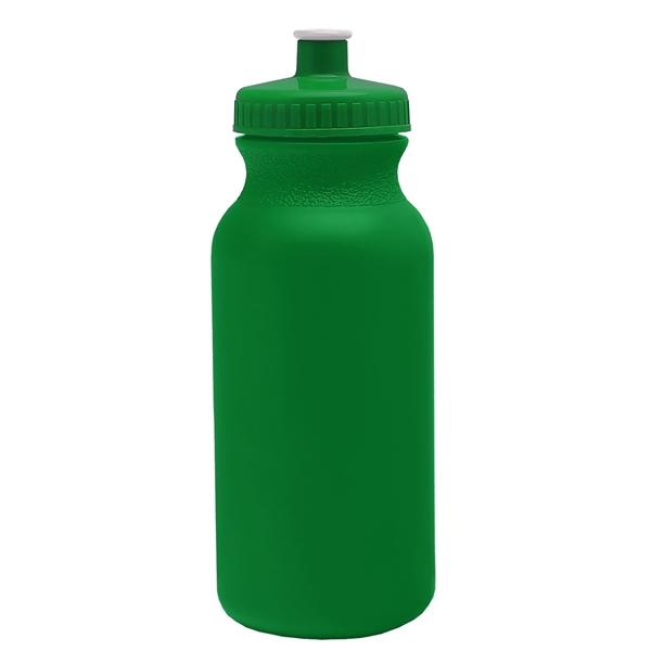 aerial view a kelly green bottle & green lid 20 oz the omni color bike bottle with push pull lid, image 2 of 2