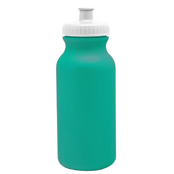 aerial view a teal bottle & white lid 20 oz the omni color bike bottle with push pull lid, image 2 of 2