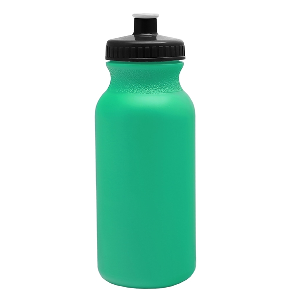 aerial view a turquoise bottle & black lid 20 oz the omni color bike bottle with push pull lid, image 2 of 2