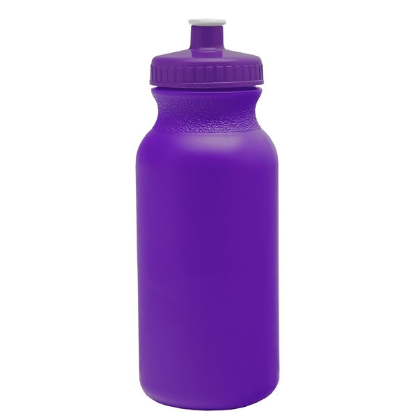 aerial view a violet bottle & violet lid 20 oz the omni color bike bottle with push pull lid, image 2 of 2