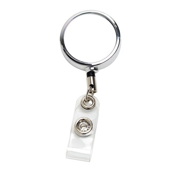 DUBLIN CHROME 30 Cord Chrome Solid Metal Retractable Badge Reel and Badge Holder with Full Color Vinyl Label Imprint