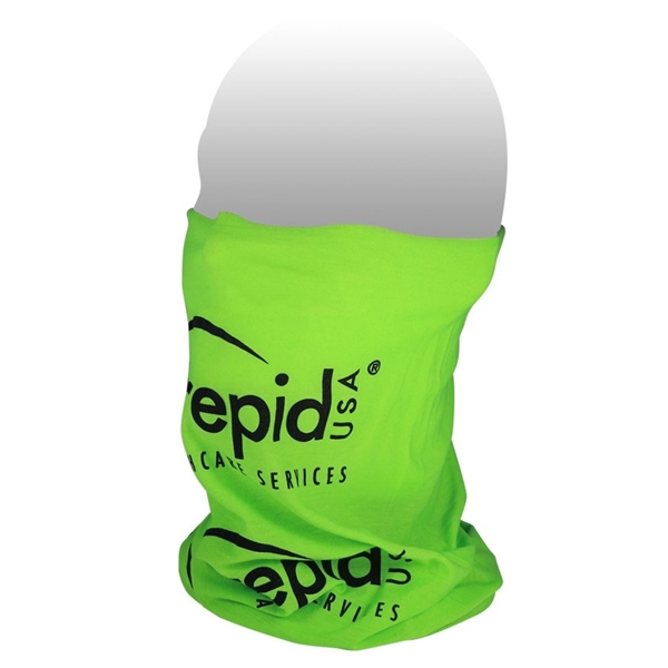 aerial view a lime green the fandana(tm) protective face covering - multi - functional head and neck wear - domestic production, image 4 of 4