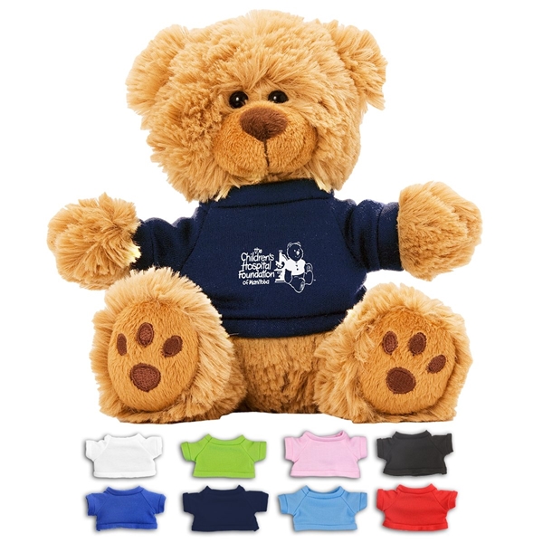 aerial view a group of 6 plush teddy bear with t - shirt, image 2 of 2