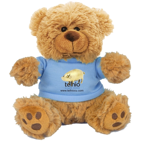 aerial view a baby blue 6 plush teddy bear with t - shirt, image 5 of 5