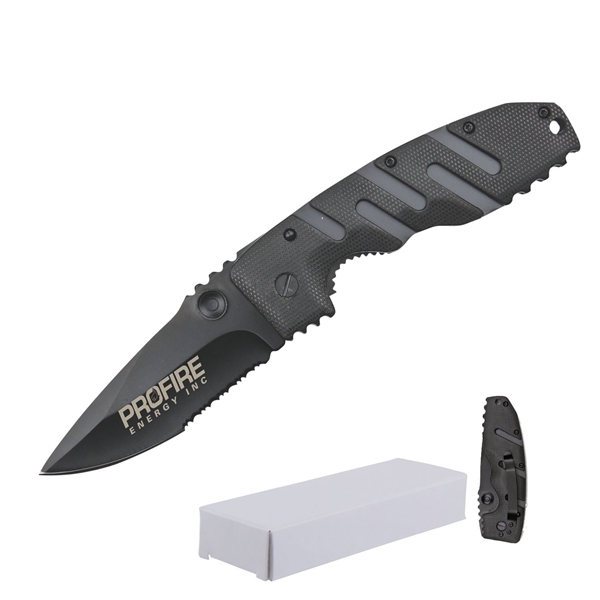 aerial view a black carbine tactical knife, image 3 of 3