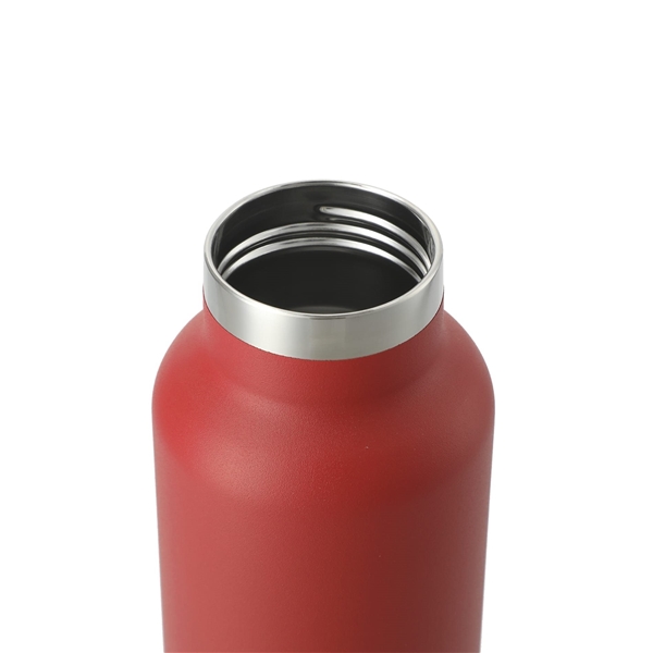 aerial view a red thor copper vacuum insulated 22oz water bottle, image 6 of 6