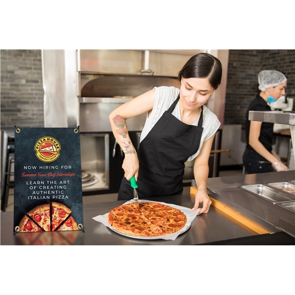 aerial view a white mini x banner display kit, image 7 of 8