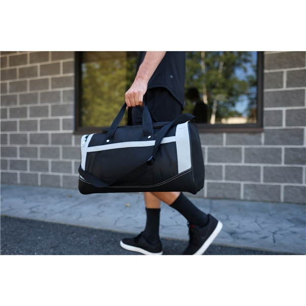 aerial view a group of black 600d polyester flex sport bag, image 2 of 4