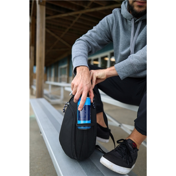 aerial view a group of polyester black wave monopack sling pack, image 4 of 6