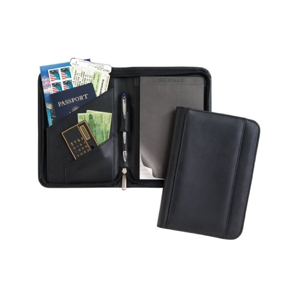 aerial view a black jr. leatherette padfolio, image 2 of 2