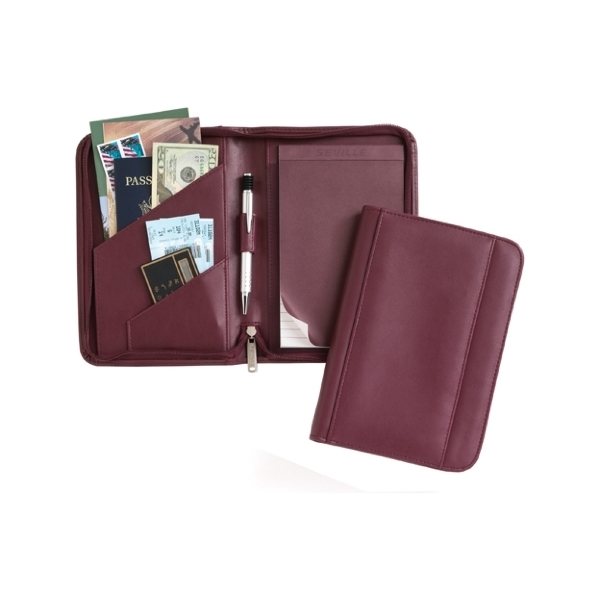 aerial view a burgundy jr. leatherette padfolio, image 2 of 2
