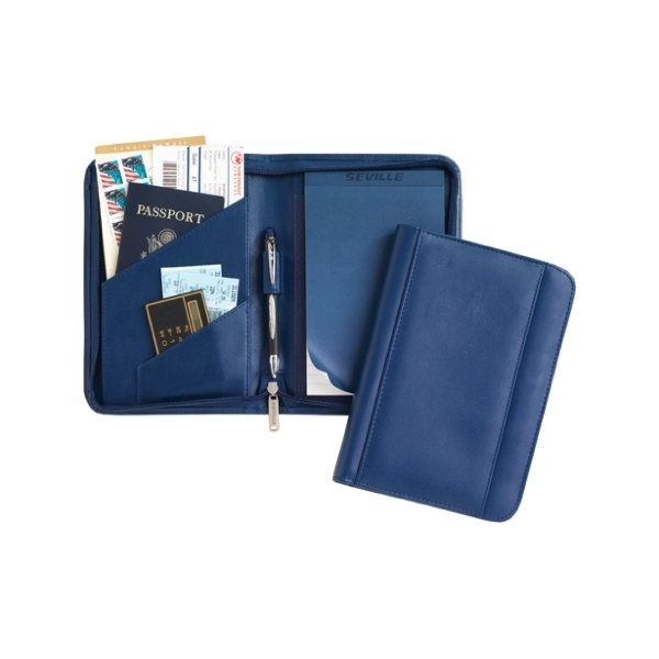 aerial view a navy jr. leatherette padfolio, image 2 of 2
