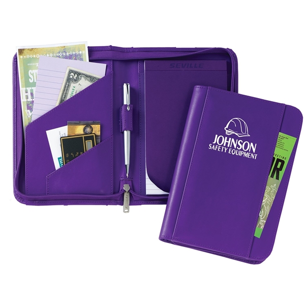 aerial view a purple jr. leatherette padfolio, image 3 of 3