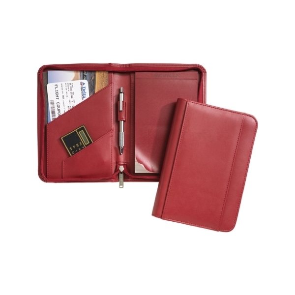 aerial view a red jr. leatherette padfolio, image 2 of 2