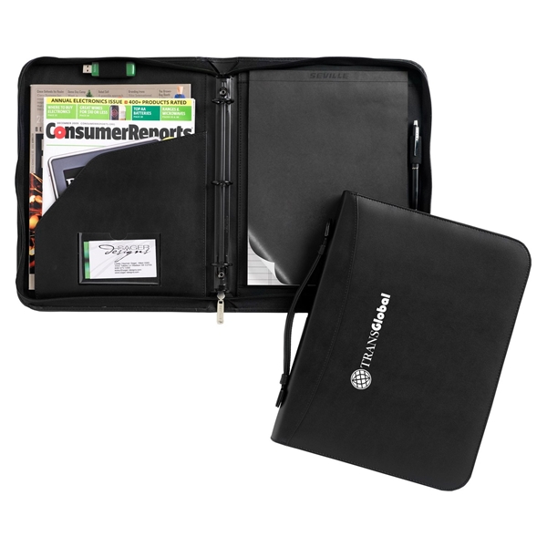 aerial view a black conference leatherette ringfolio, image 2 of 2