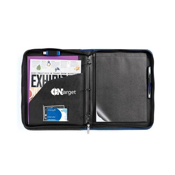 aerial view a navy conference leatherette ringfolio, image 3 of 3