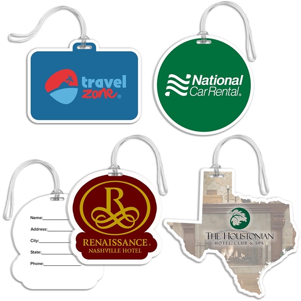 Full Color Shaped Bag Tag w / Clear Loop