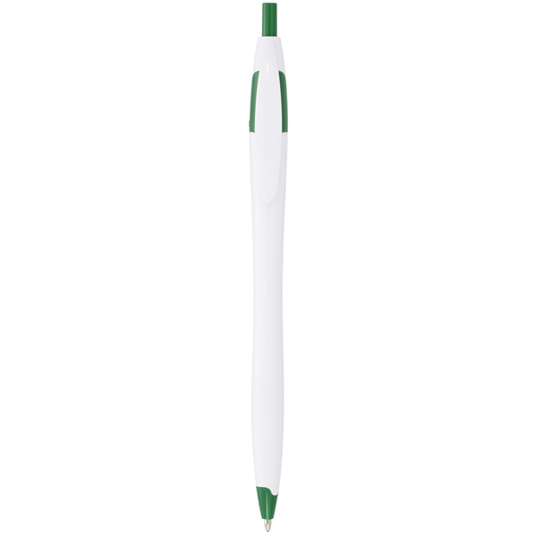 aerial view a white with green trim cougar multi color click ballpoint pen, custom pens, image 4 of 4