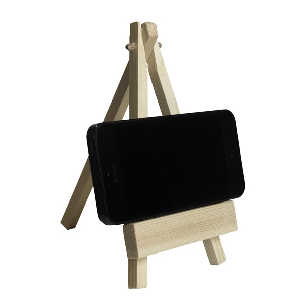 aerial view a natural wooden easel phone holder, image 4 of 4