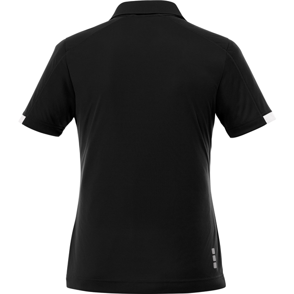 aerial view a black/white (995) womens kiso short sleeve performance polo, image 3 of 5