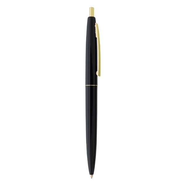 aerial view a black barrel & black cap gold trim pens, image 6 of 7