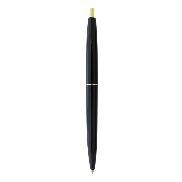 aerial view a black barrel & black cap gold trim pens, image 7 of 7