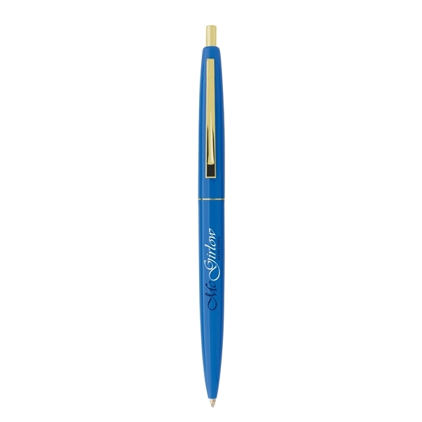 aerial view a blue barrel & blue cap gold trim pens, image 2 of 6