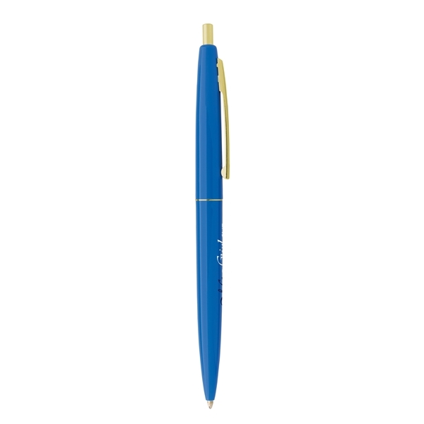 aerial view a blue barrel & blue cap gold trim pens, image 3 of 6