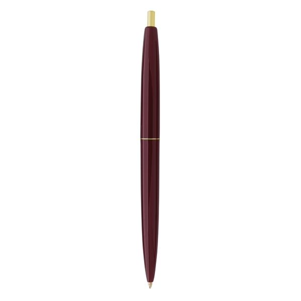 aerial view a burgundy barrel & burgundy cap gold trim pens, image 6 of 7