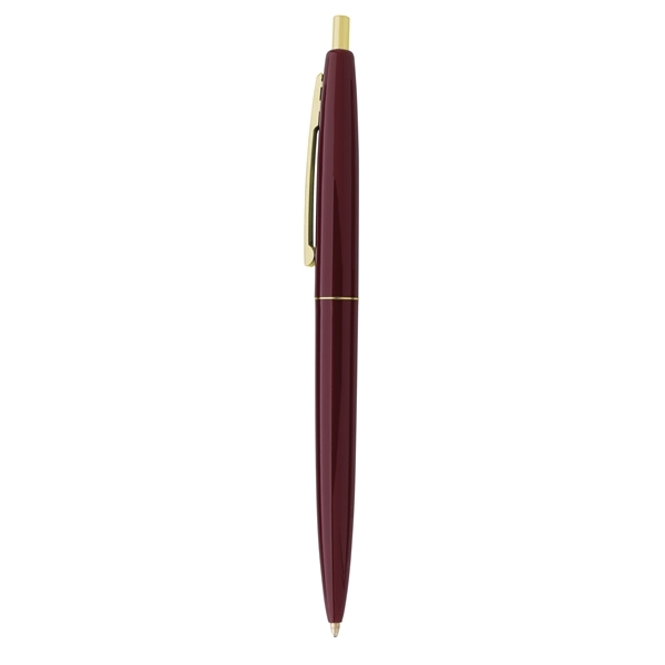 aerial view a burgundy barrel & burgundy cap gold trim pens, image 7 of 7
