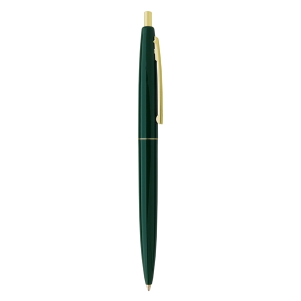 aerial view a forest green barrel & forest green cap gold trim pens, image 7 of 7