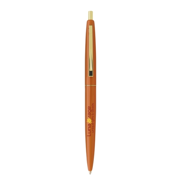 aerial view a metallic orange barrel & metallic orange cap gold trim pens, image 2 of 7