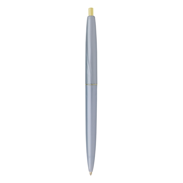 aerial view a metallic silver barrel & metallic silver cap gold trim pens, image 6 of 7