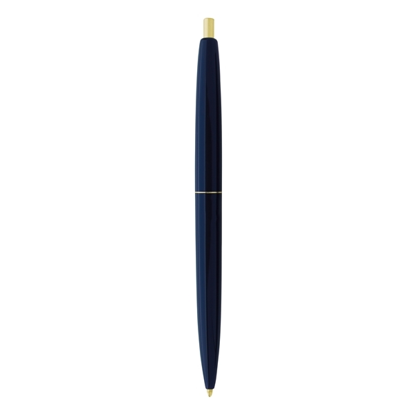 aerial view a navy blue barrel & navy blue cap gold trim pens, image 6 of 7