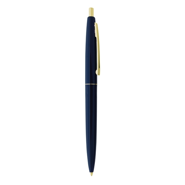 aerial view a navy blue barrel & navy blue cap gold trim pens, image 7 of 7