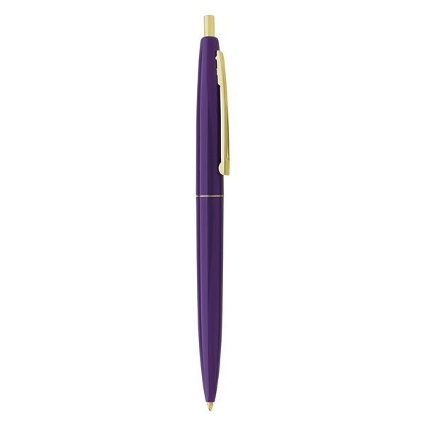 aerial view a purple barrel & purple cap gold trim pens, image 6 of 7