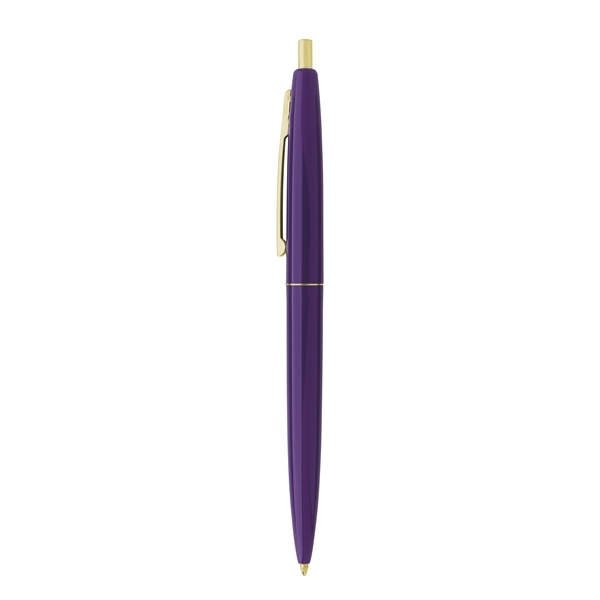 aerial view a purple barrel & purple cap gold trim pens, image 7 of 7
