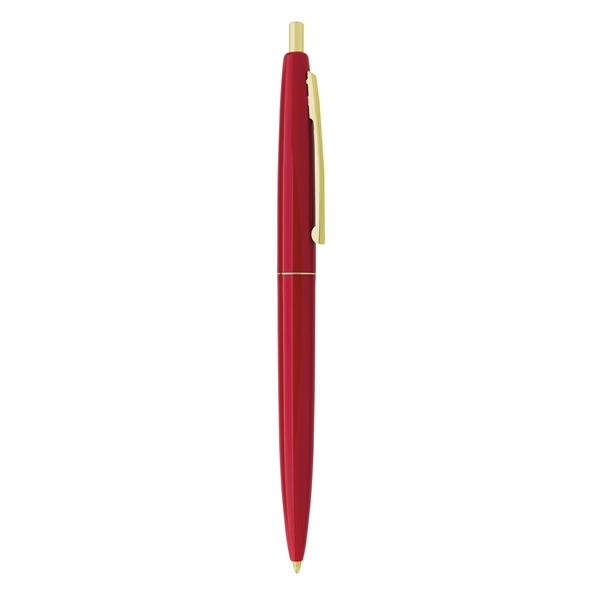 aerial view a red barrel & red cap gold trim pens, image 7 of 7